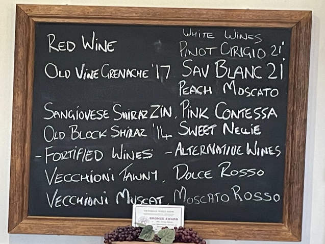 Pink Contessa, Muscatel Blanc, Sweet Nellie, Dolce Rosso, Moscato Rosso, Petit Verdot, Grenache, Shirax, Sangiovese Shiraz, Oak Valley Wine Board